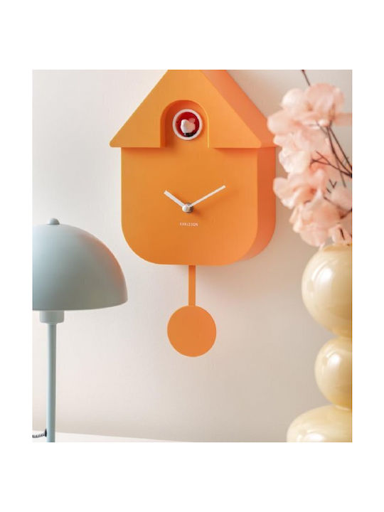 Karlsson Wall Clock With Pendulum Orange 21.5x41cm