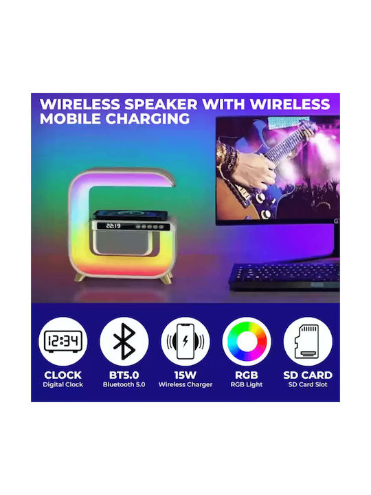 G3 Tabletop Digital Clock LED with Alarm Clock Radio and Wireless Charging White