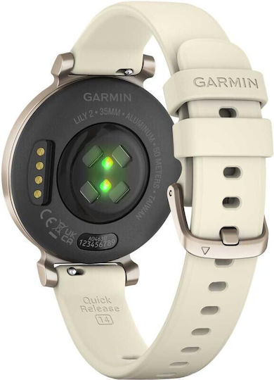Garmin Lily 2 Aluminium 35mm Waterproof Smartwatch with Heart Rate Monitor (Cream Gold / Coconut)