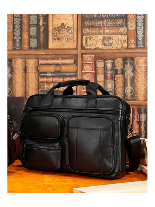 Leder Herrentasche Geldbörse Schwarz