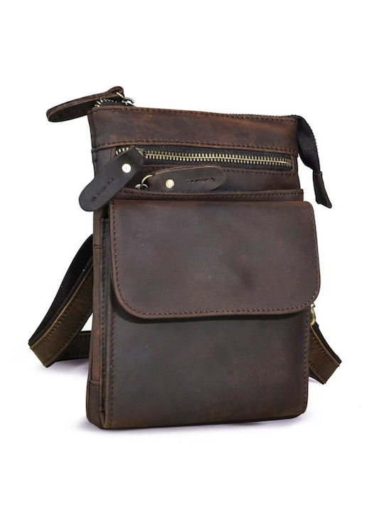 Leder Herrentasche Schulter / Crossbody Braun