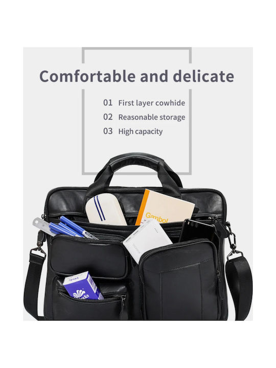Leder Herrentasche Geldbörse Schwarz
