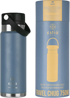 Estia Bottle Thermos Stainless Steel Estia Travel Chug Save Aegean Denim Blue 750ml with Loop