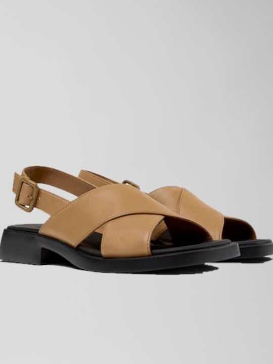 Camper Leather Crossover Women's Sandals Brown