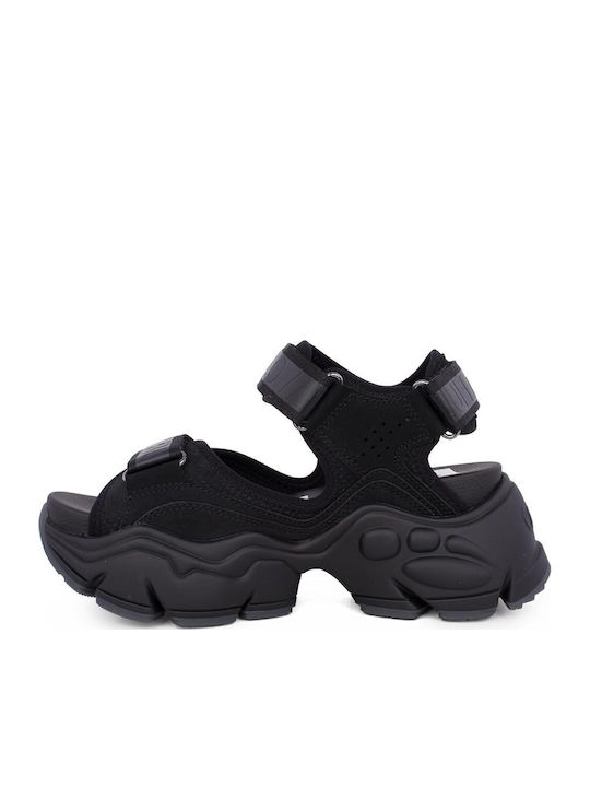 Sandale Sporty din Piele pentru Damă Negre