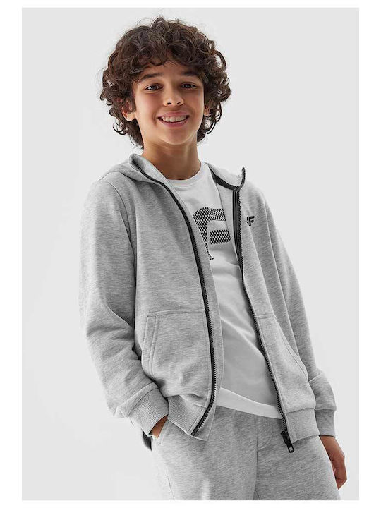 Kinderstrickjacke Baumwolle mit Kapuze Gray
