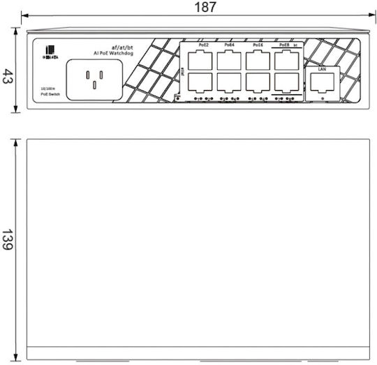 Conexpro Conexpro GNT-P9109EA Unmanaged L2 PoE+ Switch με 9 Θύρες Ethernet