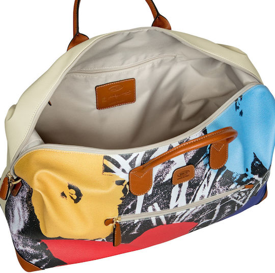 Andy Warhol X Bric's Travel Bag 55x32x20cm Coloured Flowers Cream