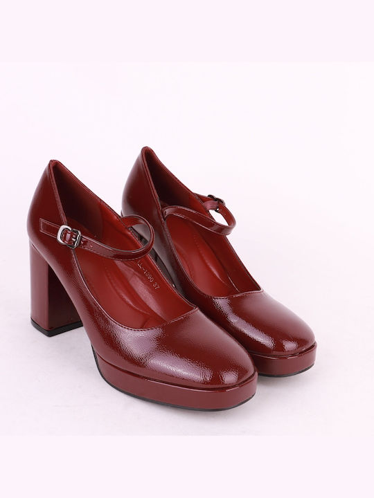 Plato Burgundy Heels with Strap