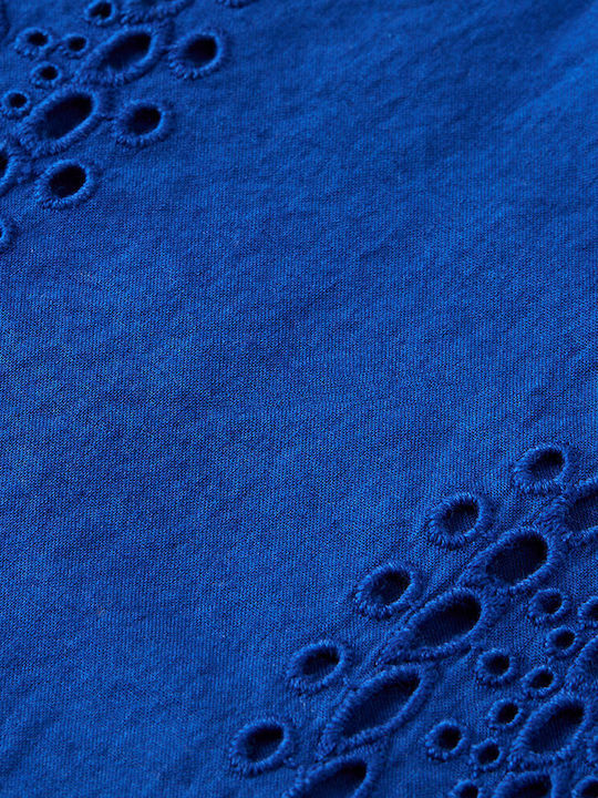 Anglaise Langärmelig Damen Hemd Blau