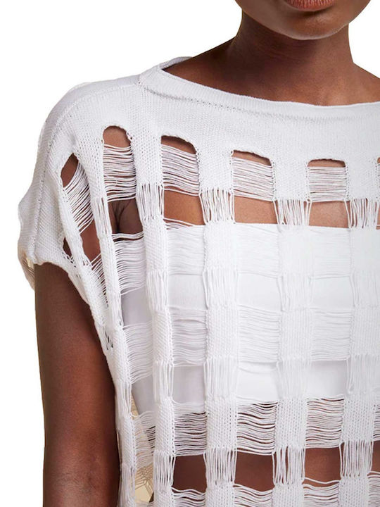 Γυναικείο Καλοκαιρινό Crop Top Βαμβακερό Κοντομάνικο Λευκό