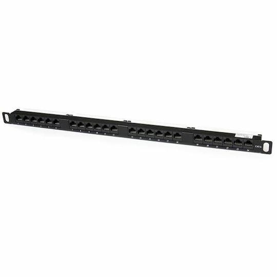 StarTech Panou Patch pentru Rack 0.5U 19" 24 Porturi cat5e Negru