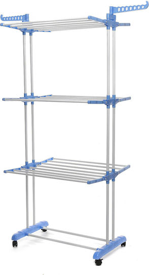 Folding Floor Plastic Clothes Drying Rack with Wheels 78x50cm
