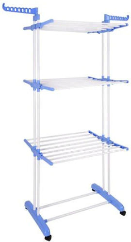 Folding Floor Plastic Clothes Drying Rack with Wheels 78x50cm