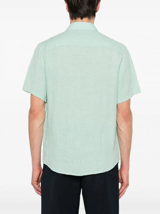 A.P.C. Men's Shirt Short Sleeve Linen Green