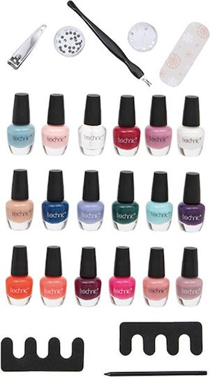 Technic Nail Care Advent Calendar Set(18 Nail Varnishes/2 Toe Separators/1 Nail Clippers/1 Nail File/1 Pot Silver Nail Gems/1 Pot Coloured Nail Gems/1 Stick/1 Cuticle Pusher) Οδ.993230