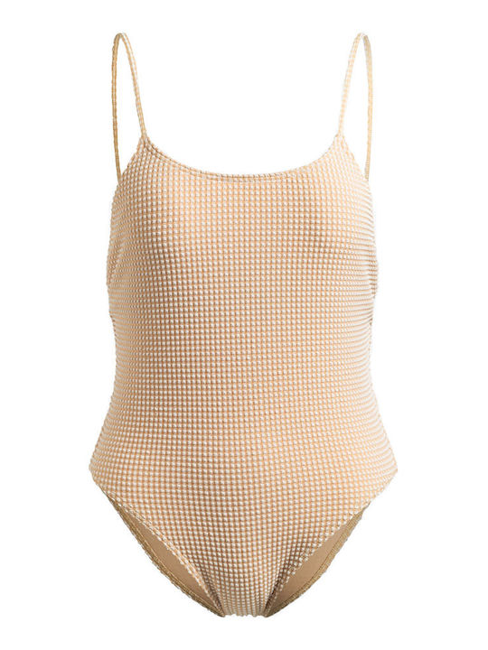 Gingham Ολόσωμο Μαγιό Μπεζ