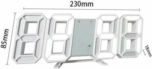 3D Стенен часовник Дигитален Пластмаса Бял 23x9см
