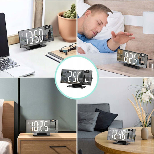 Ceas De Masă Digital Silentios Led Cu Ceas Deșteptător Negru