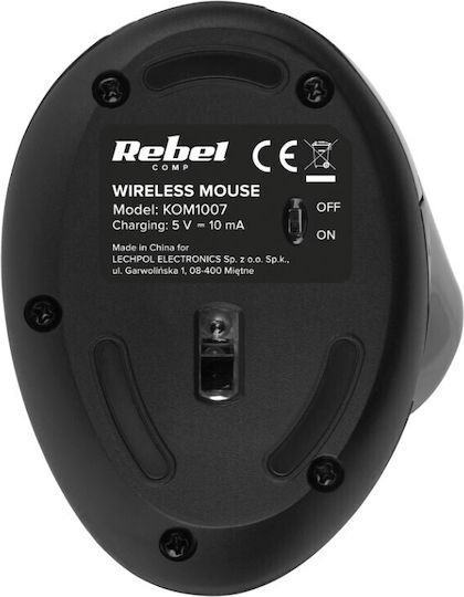 Rebel WM500 Ασύρματο Εργονομικό Vertical Ποντίκι Μαύρο