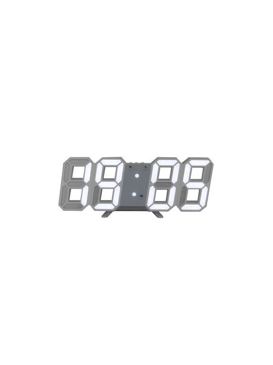 3D Ρολόι Τοίχου Ψηφιακό Πλαστικό Λευκό 23x9cm