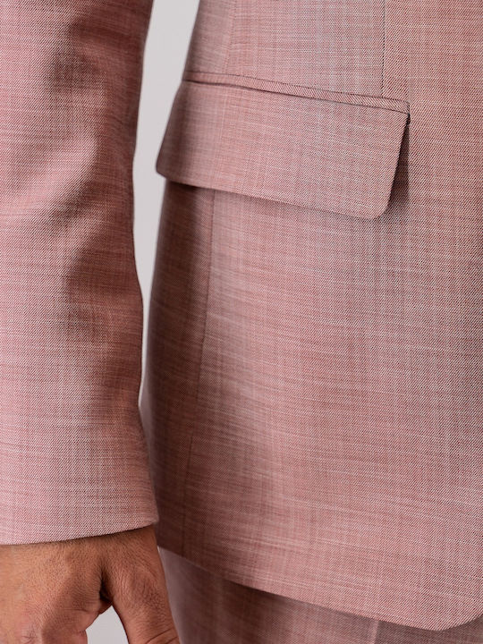 Men's Groom's Suit with Vest Pink