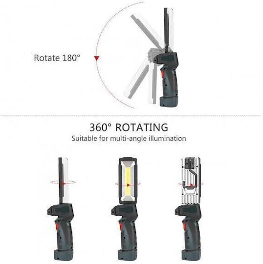 Work & Site Light Extension Cord Rechargeable LED with Brightness up to 500lm Foldable