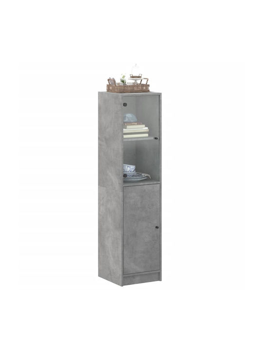 Wand Wohnzimmer Vitrine aus Spanplatte mit Glas Grey 35x37x142cm