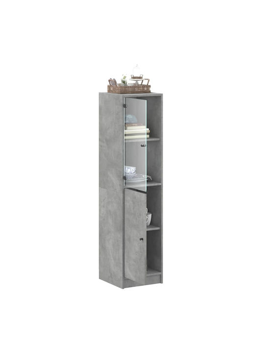Wand Wohnzimmer Vitrine aus Spanplatte mit Glas Grey 35x37x142cm
