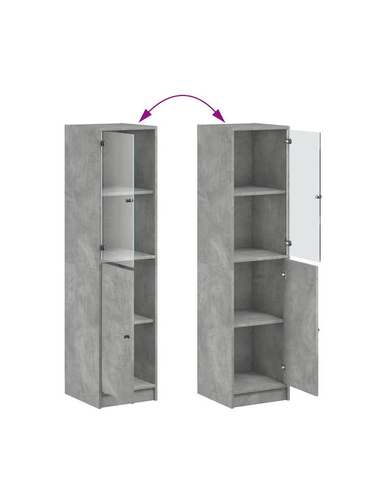 Wand Wohnzimmer Vitrine aus Spanplatte mit Glas Grey 35x37x142cm
