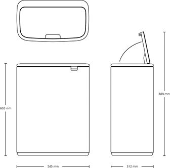 Brabantia Brabantia Mülleimer aus Inox Push 60lt Graues