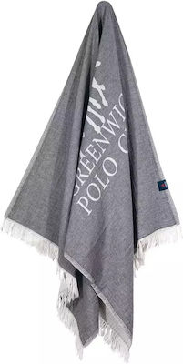 Greenwich Polo Club 3903 Beach Towel Cotton Grey Ivory with Fringes 170x85cm.