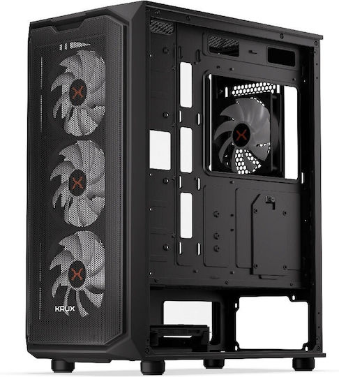 Krux Orona Gaming Midi-Turm Computergehäuse mit Seitenfenster Schwarz