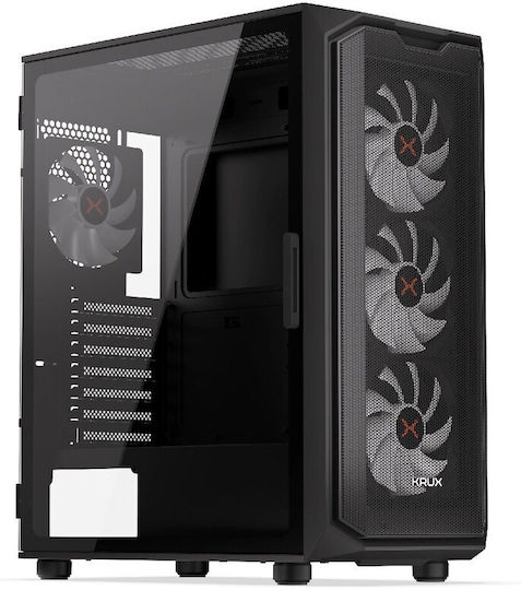 Krux Orona Gaming Midi-Turm Computergehäuse mit Seitenfenster Schwarz