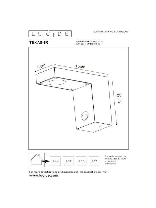 Lucide Lightning Wall-Mounted Outdoor Light LED IP54 6W