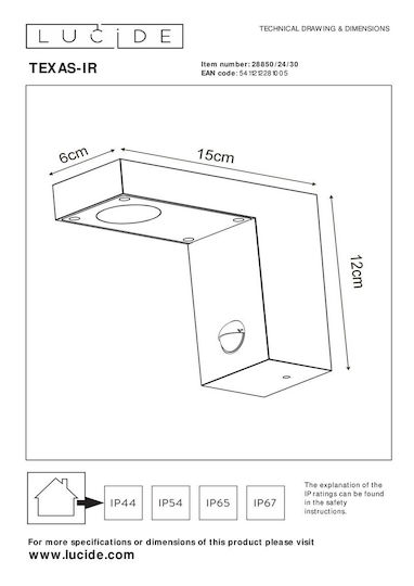 Lucide Lightning Wall-Mounted Outdoor Light LED IP54 6W