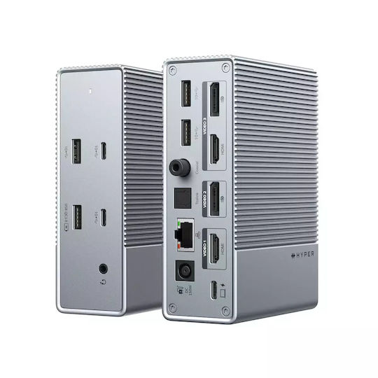 Targus HyperDrive GEN2 USB-C Докинг станция с HDMI/DisplayPort 4K PD Ethernet и свързване 3 монитора Сребрист