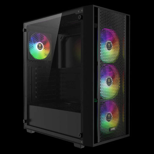 Gamdias AURA GC2 ELITE Gaming Midi Tower Computer Case with Side Window and ARGB Lighting Black