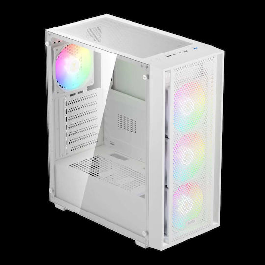 Gamdias AURA GC2 ELITE Gaming Midi Tower Κουτί Υπολογιστή με Πλαϊνό Παράθυρο και ARGB Φωτισμό Λευκό