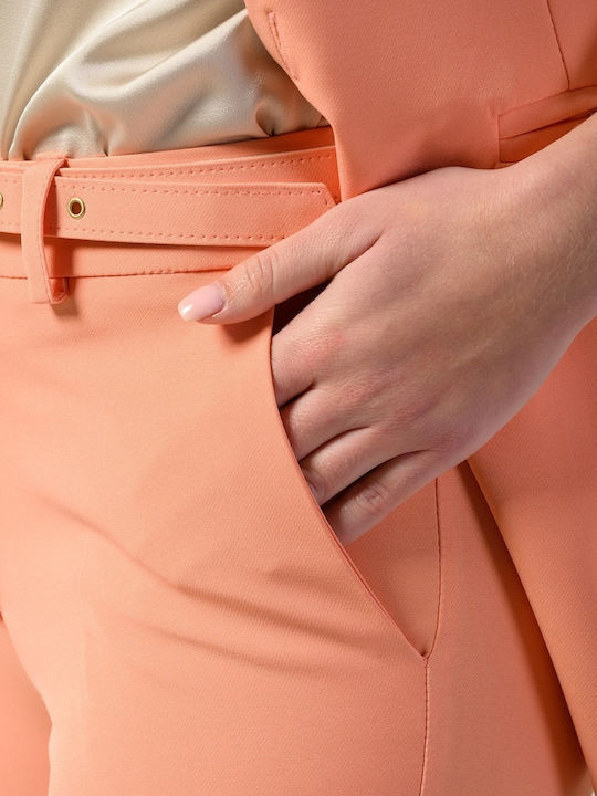 Damen Stoff Hose in Geradem Schnitt Orange
