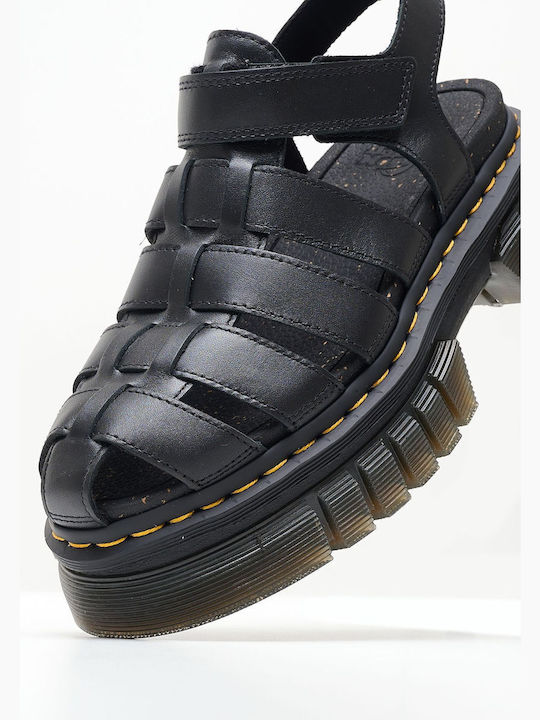 Dr. Martens Leather Women's Flat Sandals Gladiator in Black Color