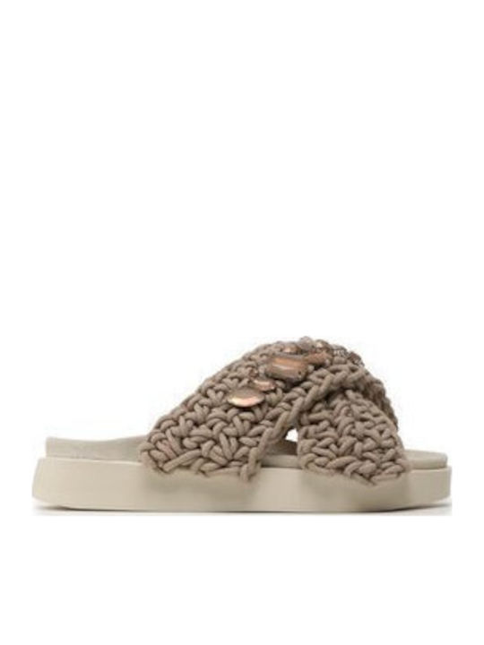 Flache Sandalen für Damen in Braun Farbe