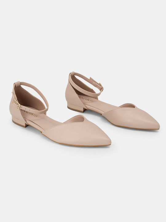 Bozikis Damen Ballerinas Spitz zulaufend in Rosa Farbe