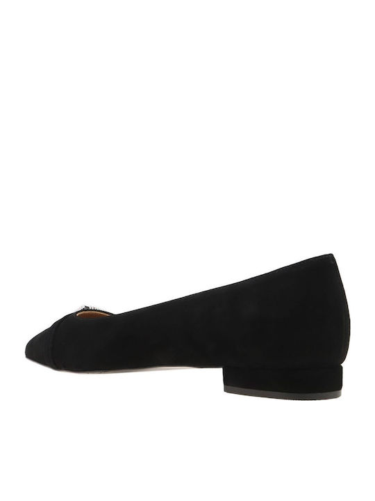 Wildleder Damen Ballerinas in Schwarz Farbe