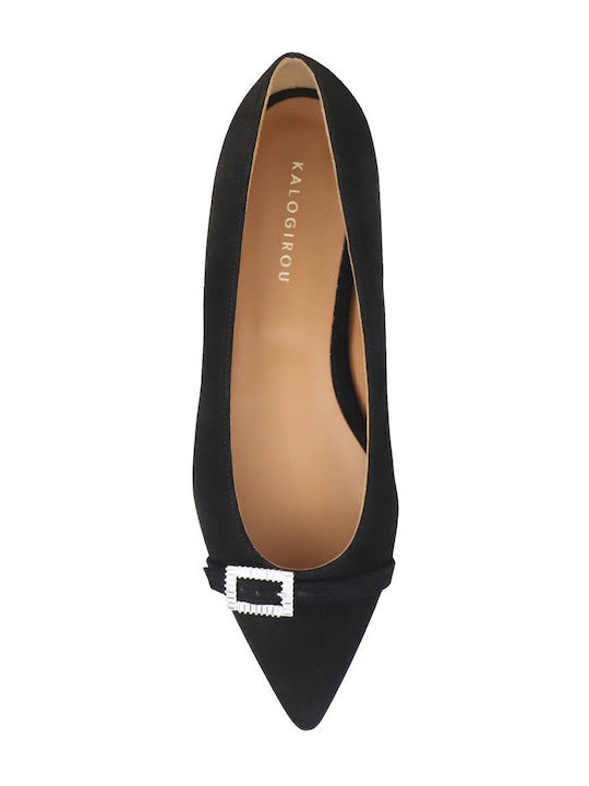Wildleder Damen Ballerinas in Schwarz Farbe