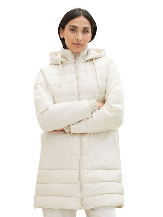 Tom Tailor Kurz Damen Puffer Jacke für Winter Beige