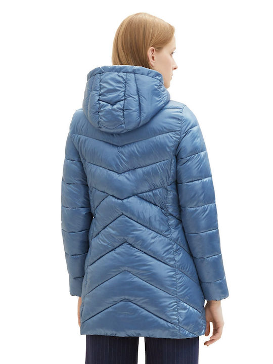 Women's Short Puffer Jacket for Winter Blue