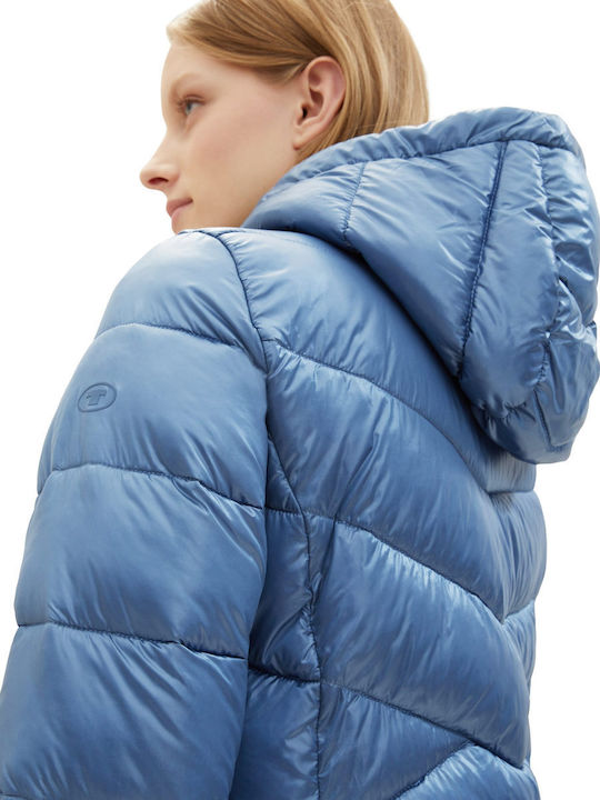Women's Short Puffer Jacket for Winter Blue