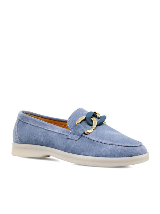 Softies Leather Women's Moccasins in Light Blue Color