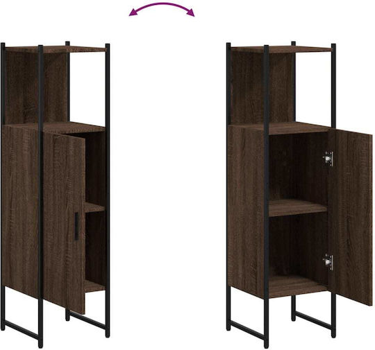 vidaXL Floor Bathroom Shelf Wooden 33x33x120.5cm Brown